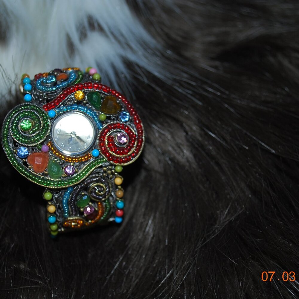 Hinged Jewel Stone Bangle Watch